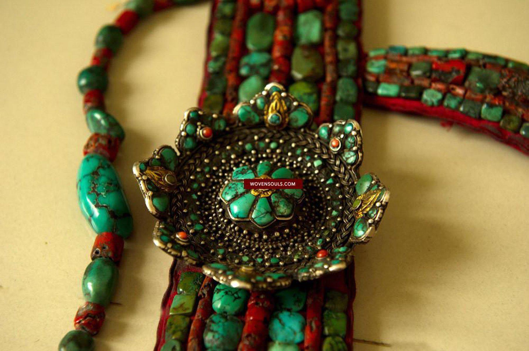 488 SOLD Old Body Ornament with a Tshoopze silver medallion-WOVENSOULS-Antique-Vintage-Textiles-Art-Decor