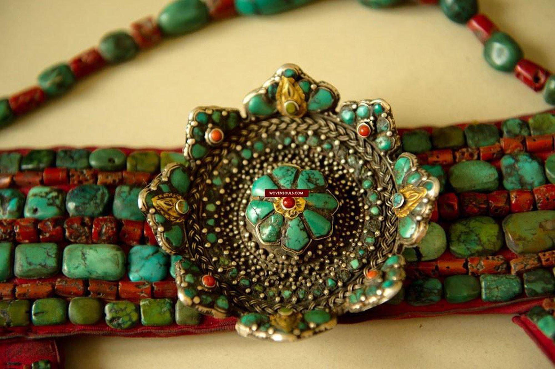 488 SOLD Old Body Ornament with a Tshoopze silver medallion-WOVENSOULS-Antique-Vintage-Textiles-Art-Decor