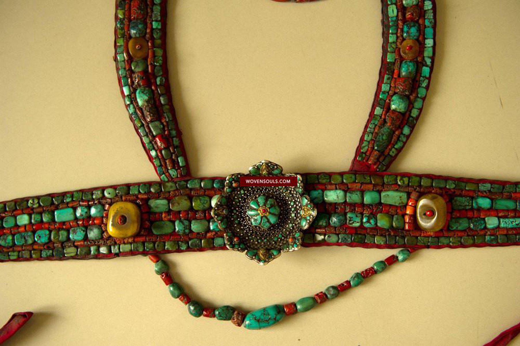 488 SOLD Old Body Ornament with a Tshoopze silver medallion-WOVENSOULS-Antique-Vintage-Textiles-Art-Decor