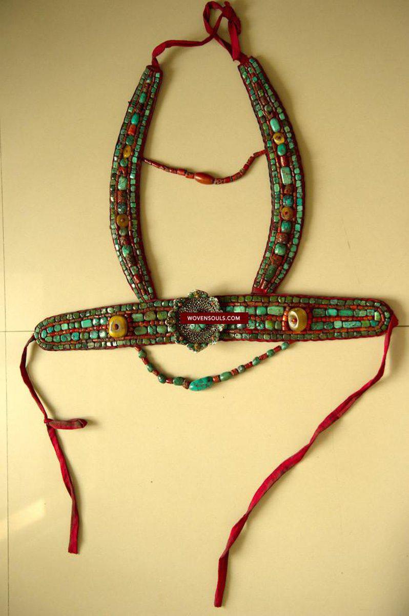 488 SOLD Old Body Ornament with a Tshoopze silver medallion-WOVENSOULS-Antique-Vintage-Textiles-Art-Decor