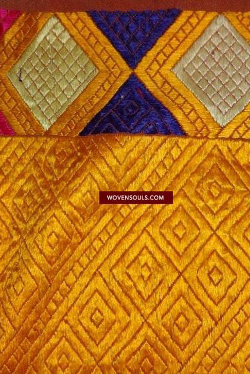 511 Gorgeous Old Golden Varida Bagh Phulkari-WOVENSOULS-Antique-Vintage-Textiles-Art-Decor