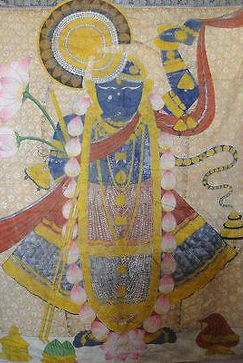 5148 SOLD - SRINATHJI PICHVAI PICHWAI PAINTING TRADITIONAL ART - RENOWNED ARTIST-WOVENSOULS-Antique-Vintage-Textiles-Art-Decor