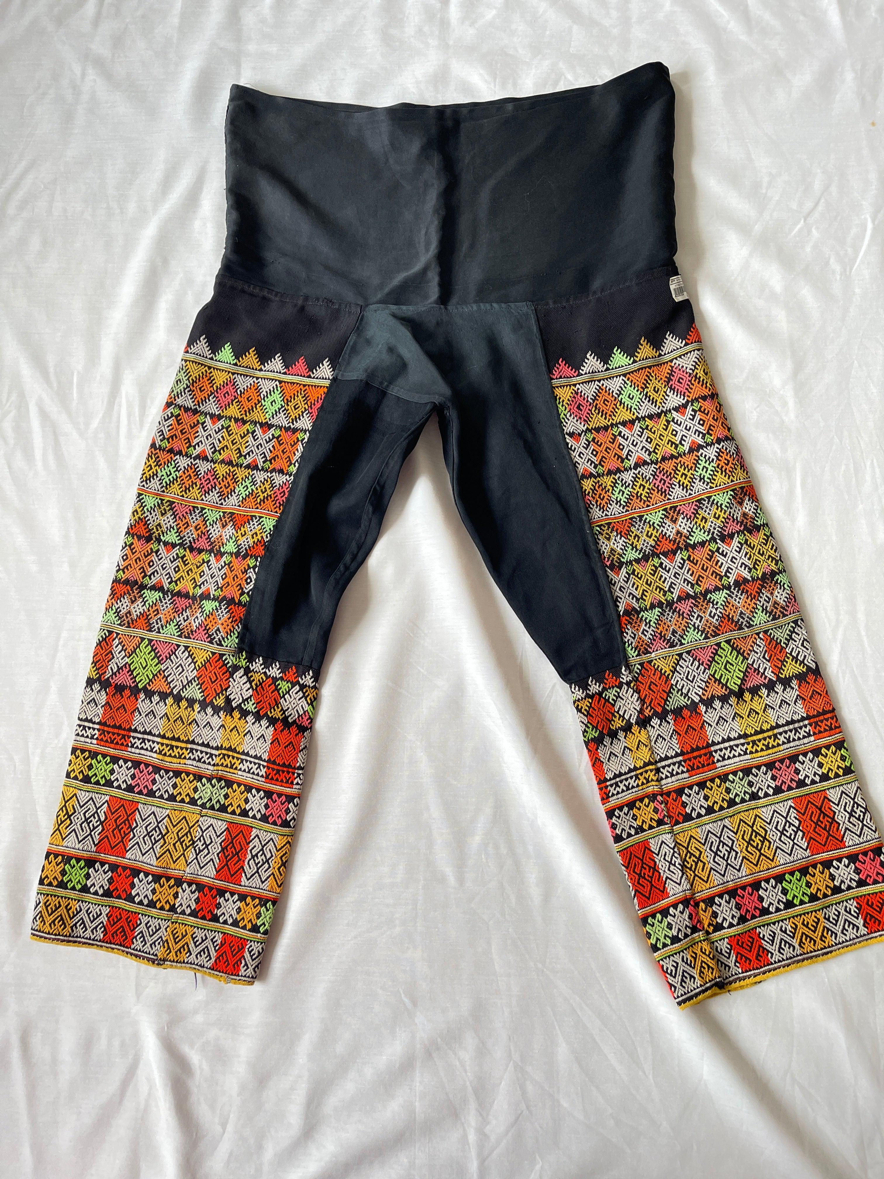 5171 Vintage Yao Tribal Pants with Embroidery-WOVENSOULS Antique Textiles & Art Gallery