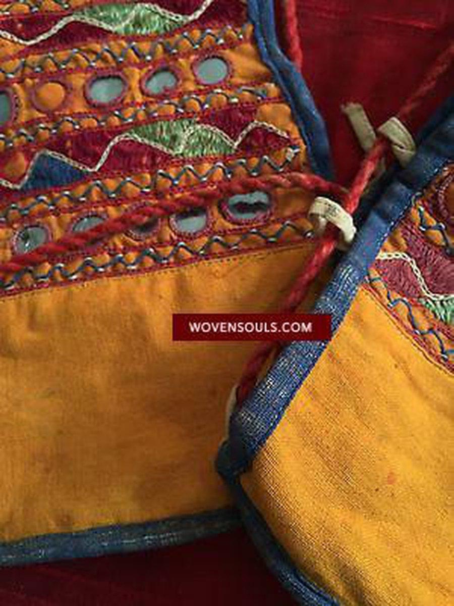 5180 460 SOLD Rare Vintage Textile Covers for Bullock Horns - ANimal Headdress-WOVENSOULS-Antique-Vintage-Textiles-Art-Decor