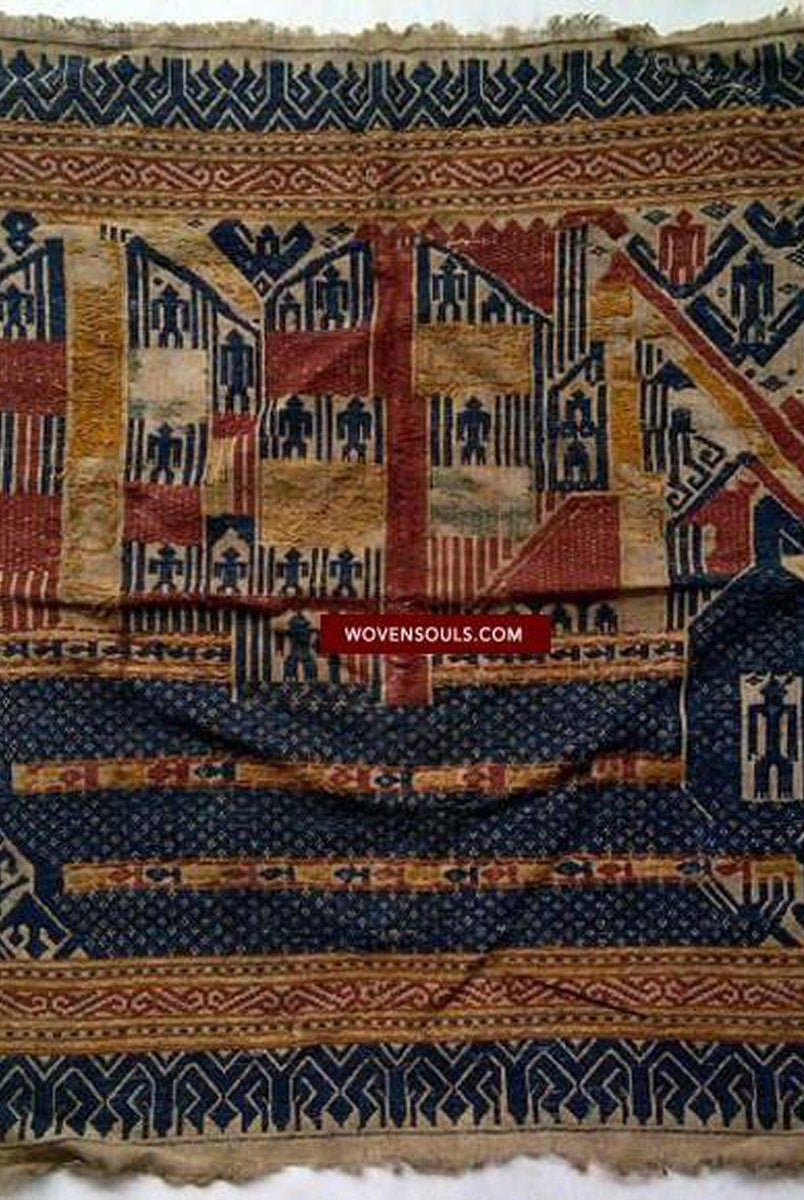 521 Antique Tampan Ship Cloth with Gorgeous Colors and superb Story-WOVENSOULS-Antique-Vintage-Textiles-Art-Decor