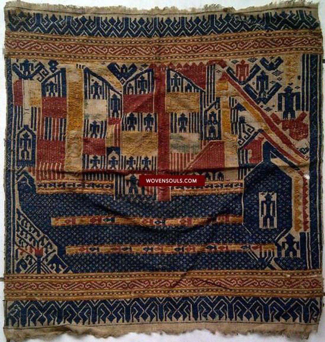 521 Antique Tampan Ship Cloth with Gorgeous Colors and superb Story-WOVENSOULS-Antique-Vintage-Textiles-Art-Decor