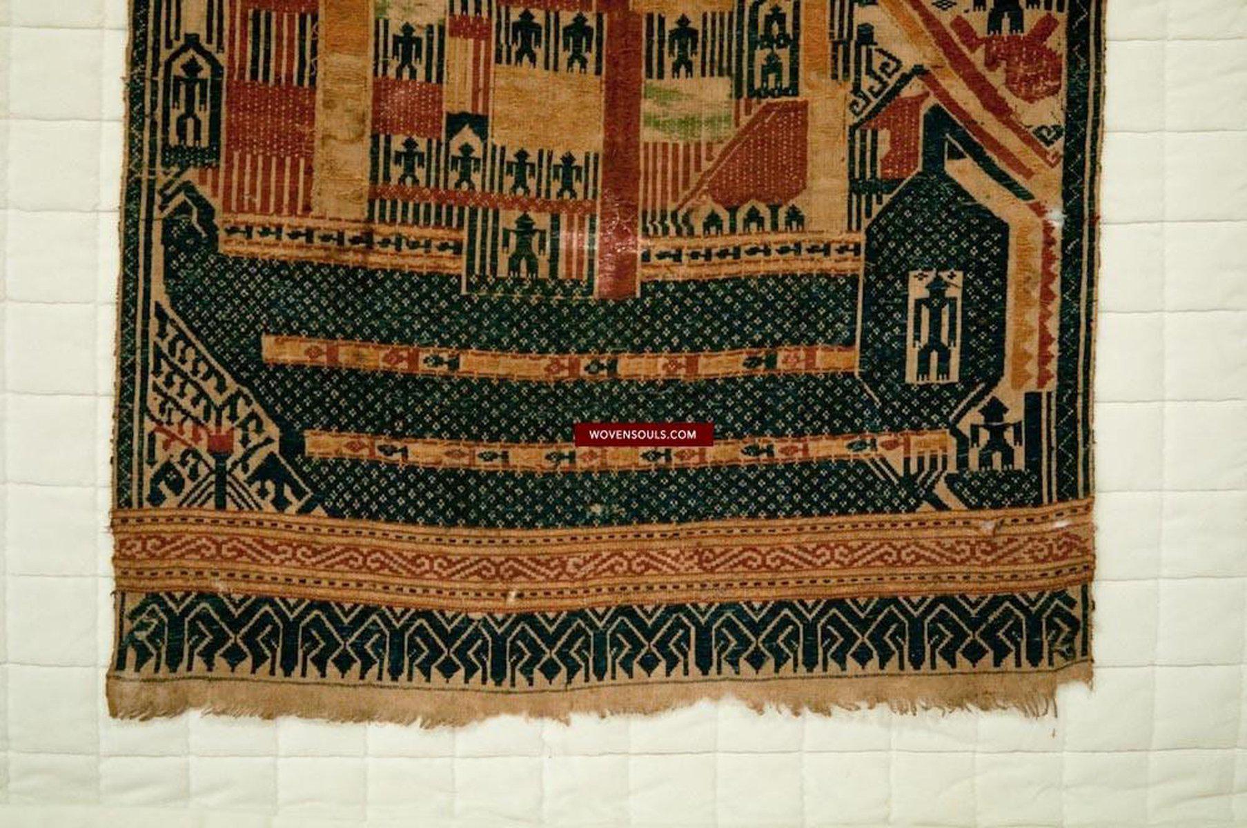 521 Antique Tampan Ship Cloth with Gorgeous Colors and superb Story-WOVENSOULS-Antique-Vintage-Textiles-Art-Decor