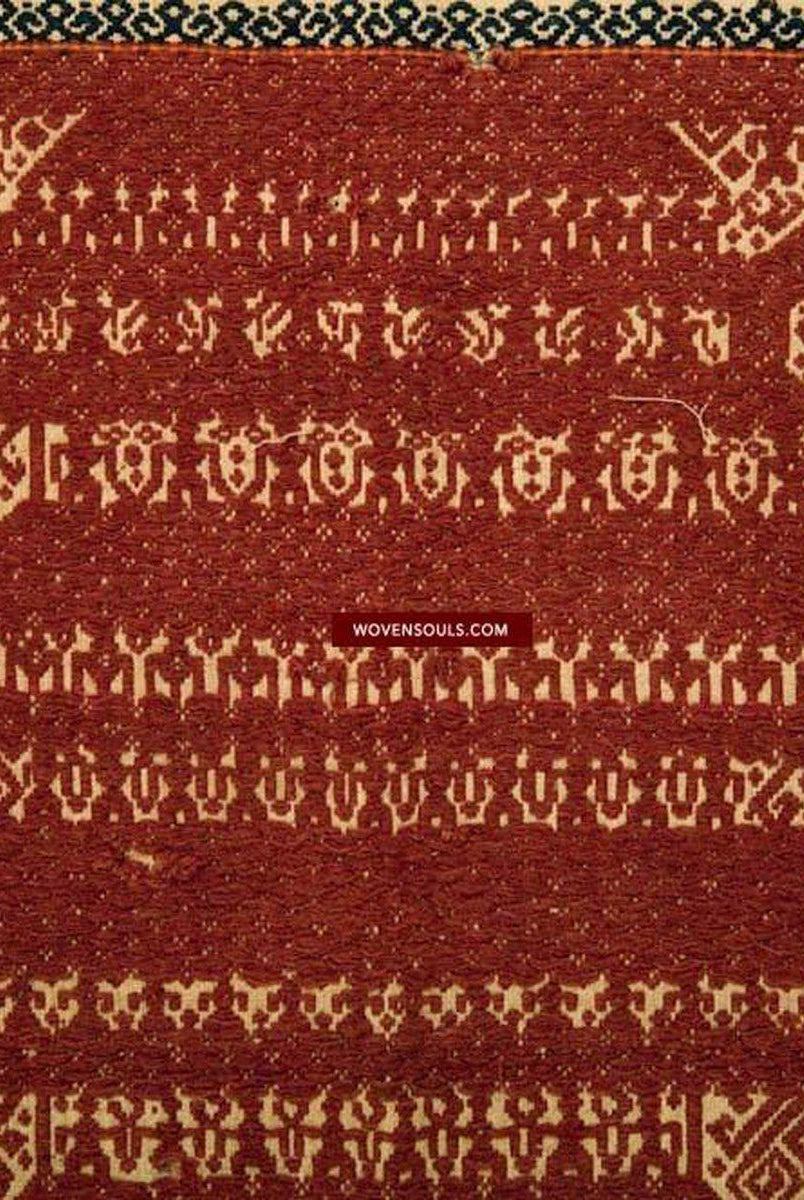 522 Old Tampan Ship Cloth with Superb Drawing-WOVENSOULS-Antique-Vintage-Textiles-Art-Decor