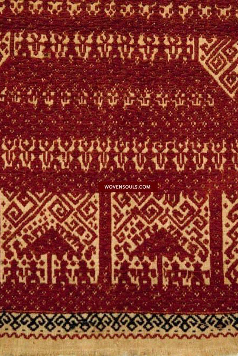 522 Old Tampan Ship Cloth with Superb Drawing-WOVENSOULS-Antique-Vintage-Textiles-Art-Decor