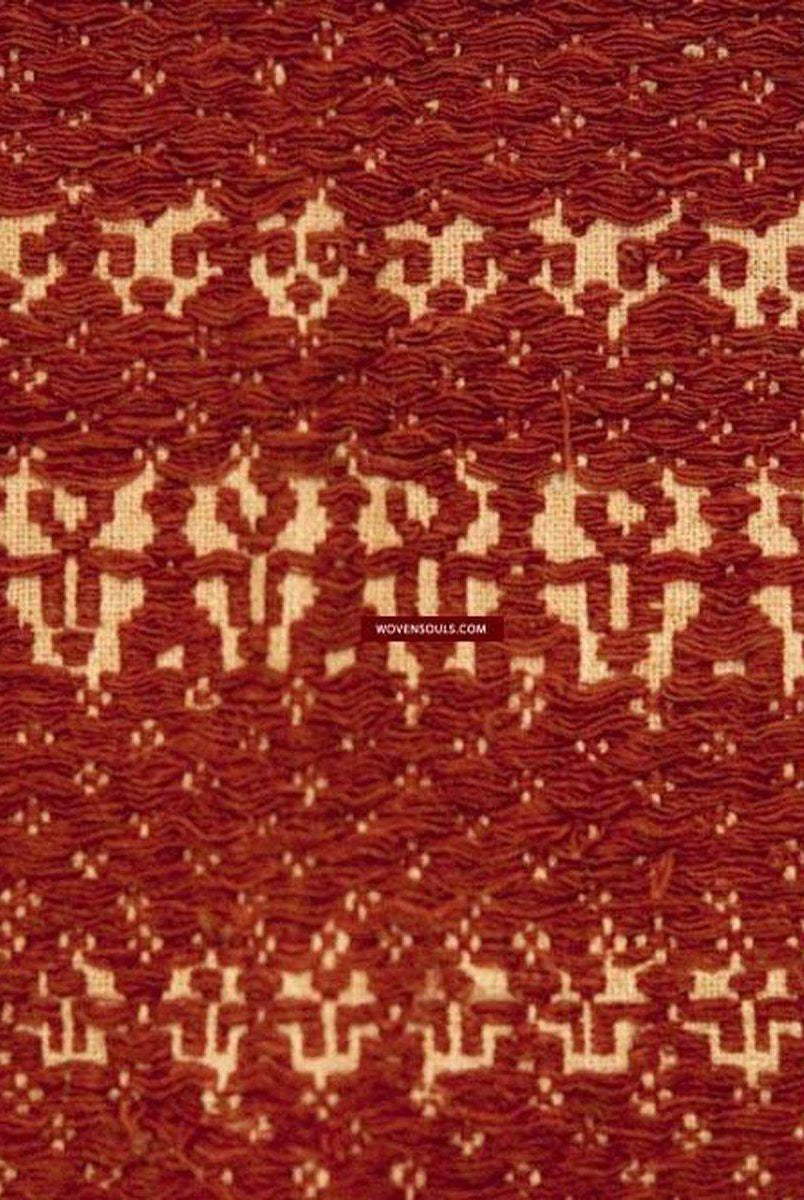522 Old Tampan Ship Cloth with Superb Drawing-WOVENSOULS-Antique-Vintage-Textiles-Art-Decor