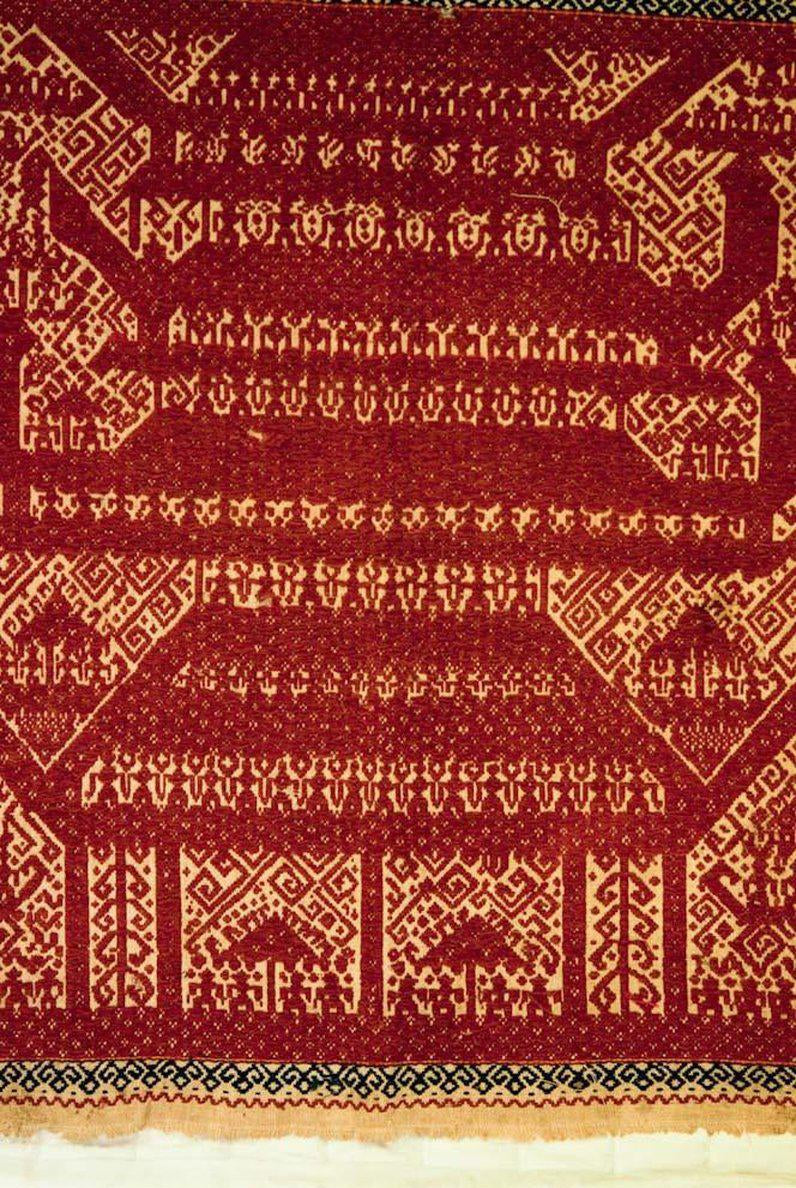 522 Old Tampan Ship Cloth with Superb Drawing-WOVENSOULS-Antique-Vintage-Textiles-Art-Decor