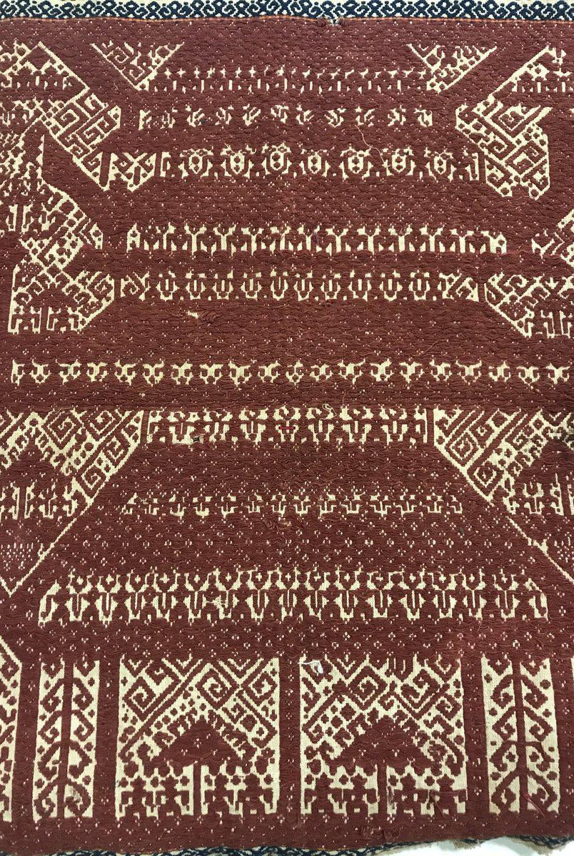 522 Old Tampan Ship Cloth with Superb Drawing-WOVENSOULS-Antique-Vintage-Textiles-Art-Decor