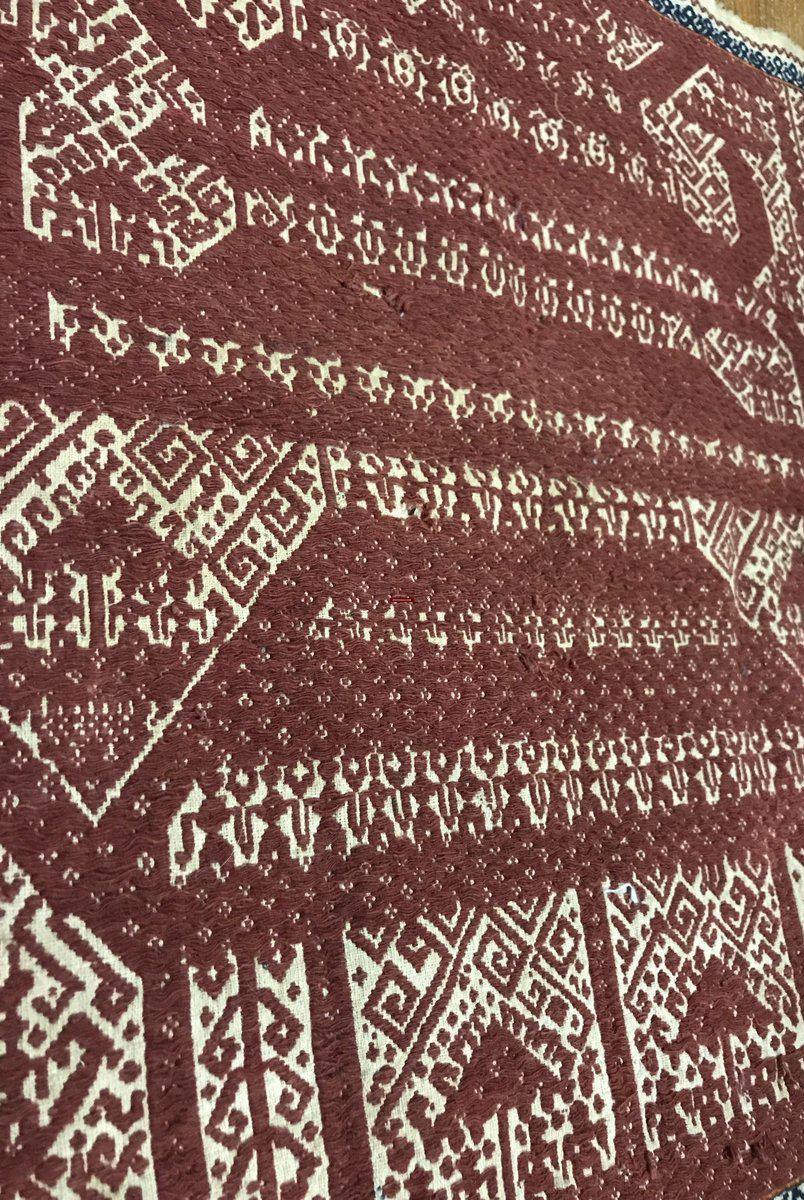 522 Old Tampan Ship Cloth with Superb Drawing-WOVENSOULS-Antique-Vintage-Textiles-Art-Decor