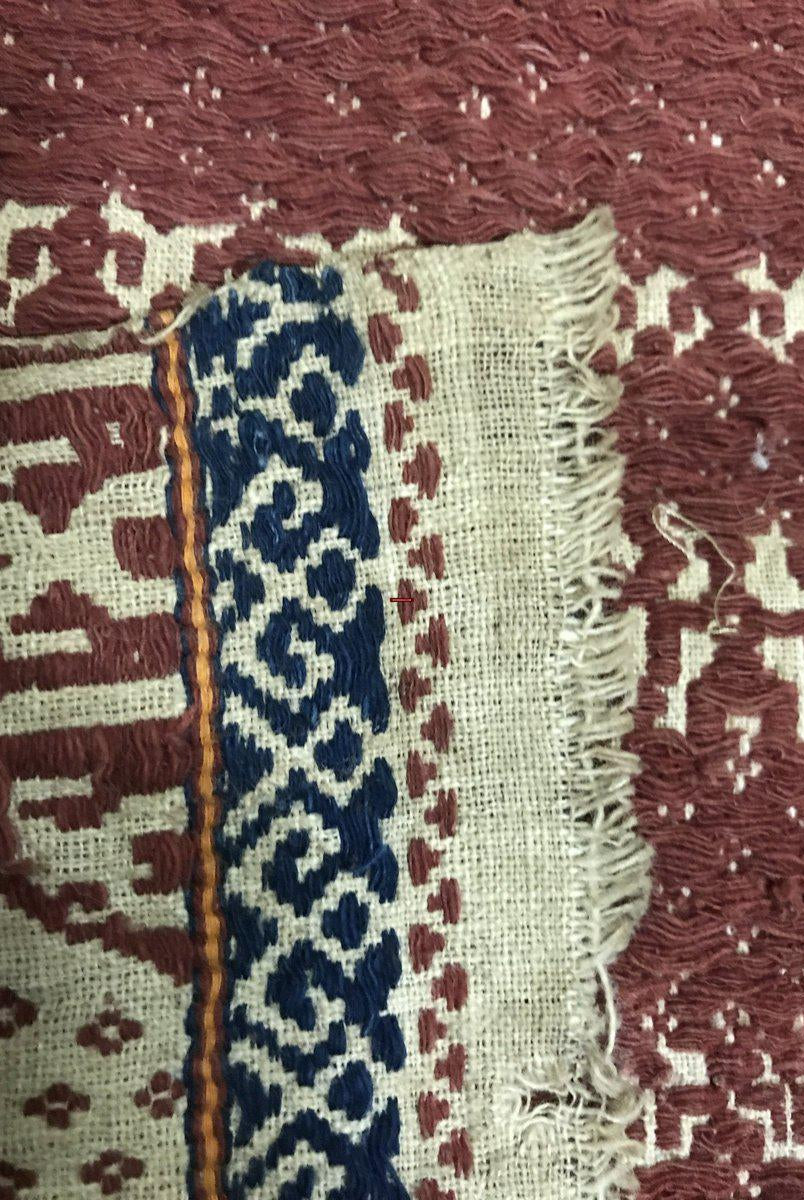 522 Old Tampan Ship Cloth with Superb Drawing-WOVENSOULS-Antique-Vintage-Textiles-Art-Decor