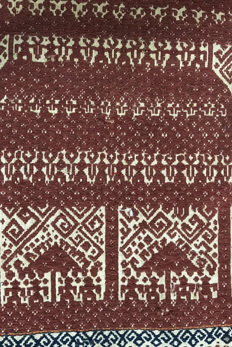 522 Old Tampan Ship Cloth with Superb Drawing-WOVENSOULS-Antique-Vintage-Textiles-Art-Decor
