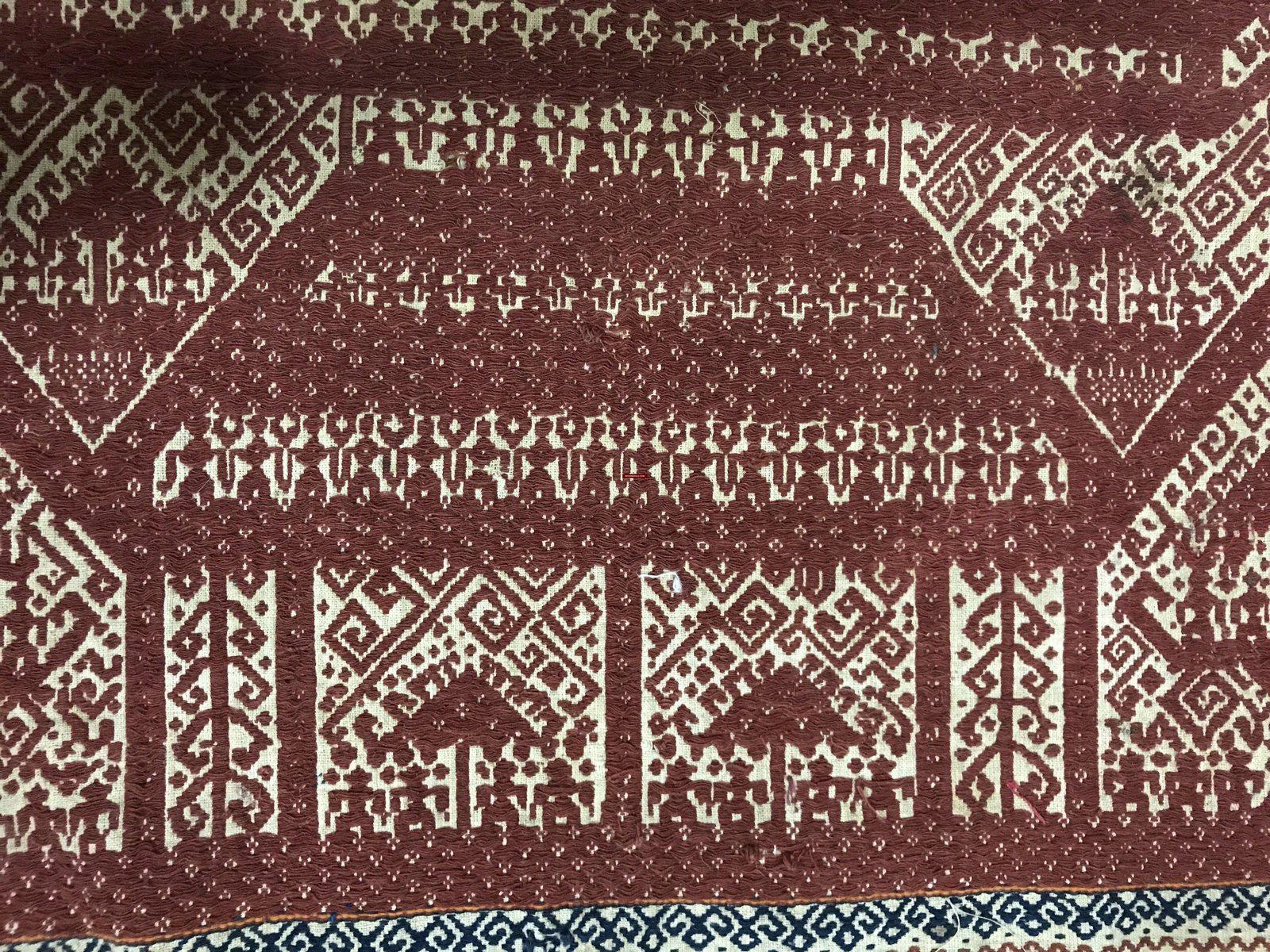 522 Old Tampan Ship Cloth with Superb Drawing-WOVENSOULS-Antique-Vintage-Textiles-Art-Decor