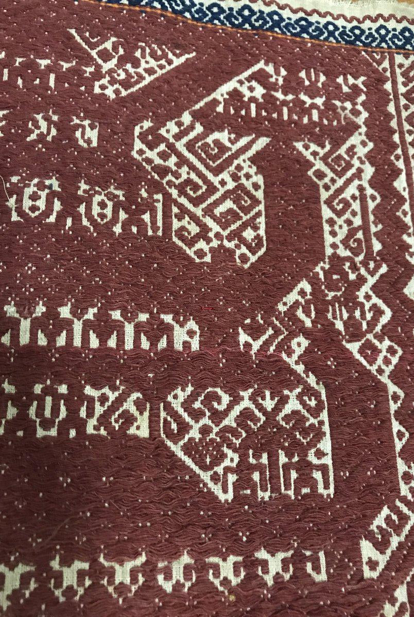 522 Old Tampan Ship Cloth with Superb Drawing-WOVENSOULS-Antique-Vintage-Textiles-Art-Decor