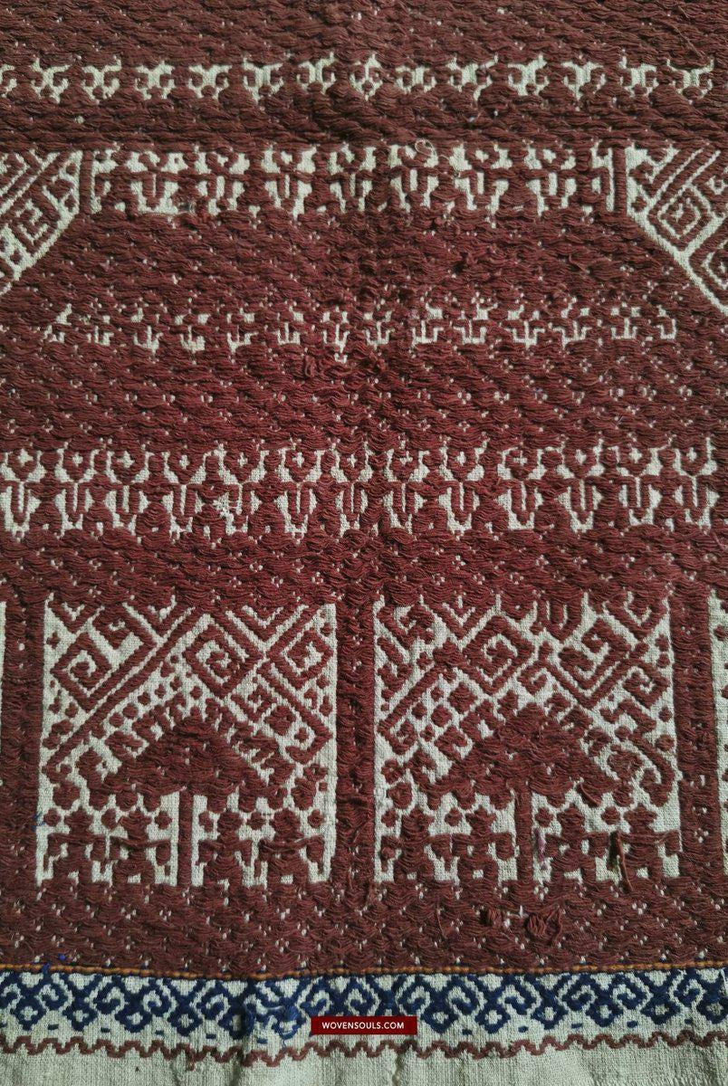 522 Old Tampan Ship Cloth with Superb Drawing-WOVENSOULS-Antique-Vintage-Textiles-Art-Decor
