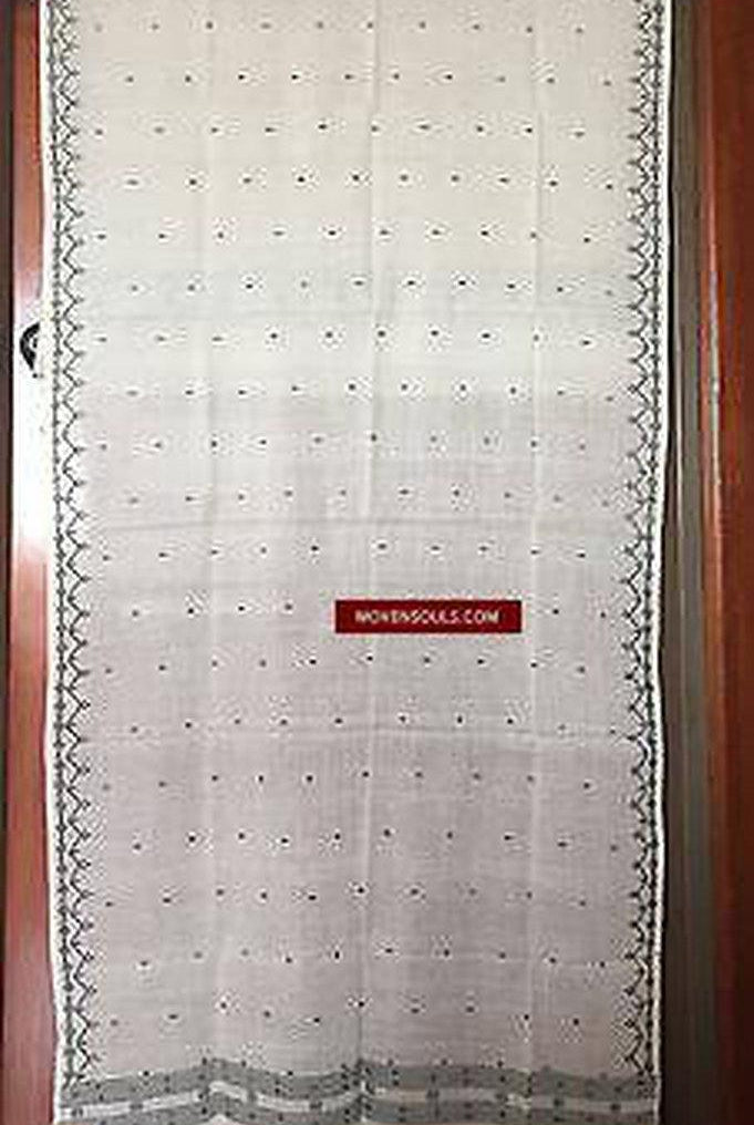 5221 SheerJamdani weaving on superfine Muslin - Scarf - Recently Made/ Stole-WOVENSOULS-Antique-Vintage-Textiles-Art-Decor