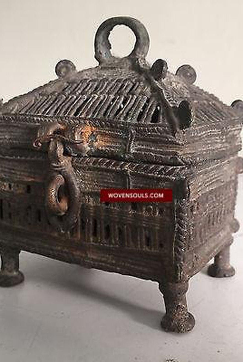 5229 Dokra Metal Tribal Box, Odisha India SOLD-WOVENSOULS-Antique-Vintage-Textiles-Art-Decor