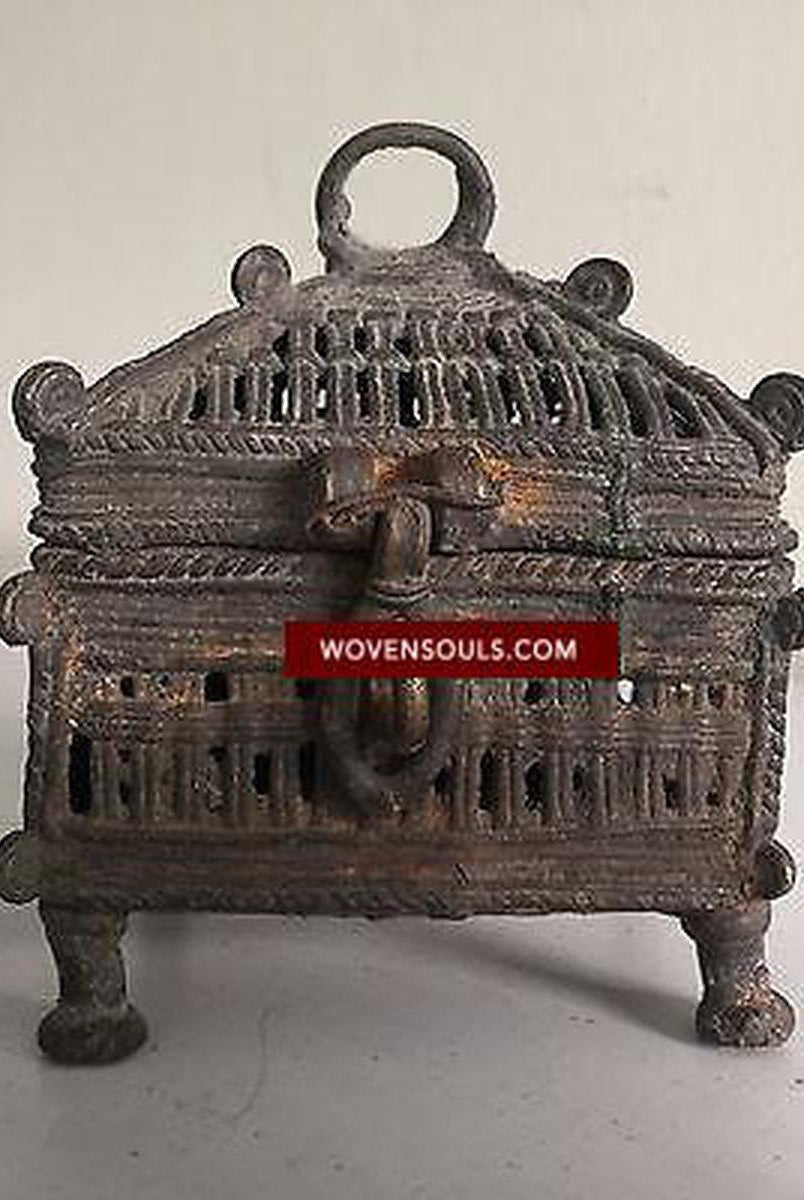 5229 Dokra Metal Tribal Box, Odisha India SOLD-WOVENSOULS-Antique-Vintage-Textiles-Art-Decor