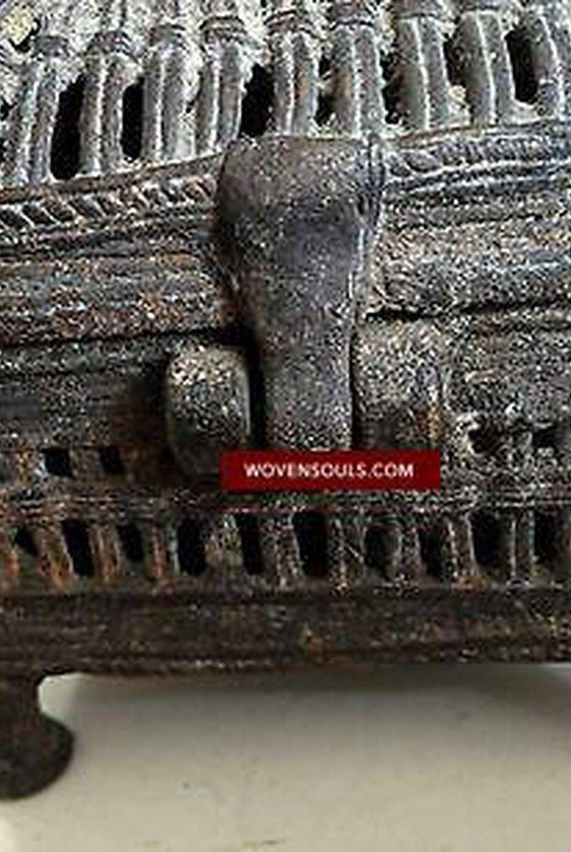 5229 Dokra Metal Tribal Box, Odisha India SOLD-WOVENSOULS-Antique-Vintage-Textiles-Art-Decor
