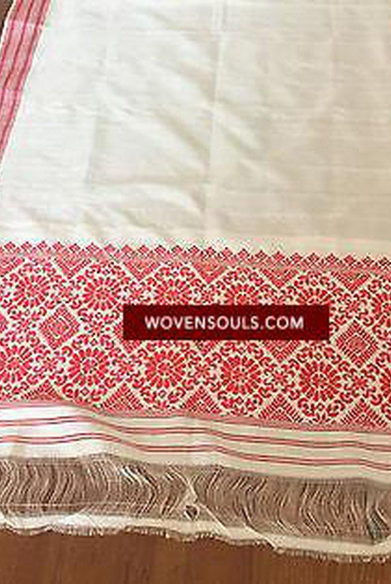 5231 Handwoven Silk Gamocha from Assam - Recently Made-WOVENSOULS-Antique-Vintage-Textiles-Art-Decor