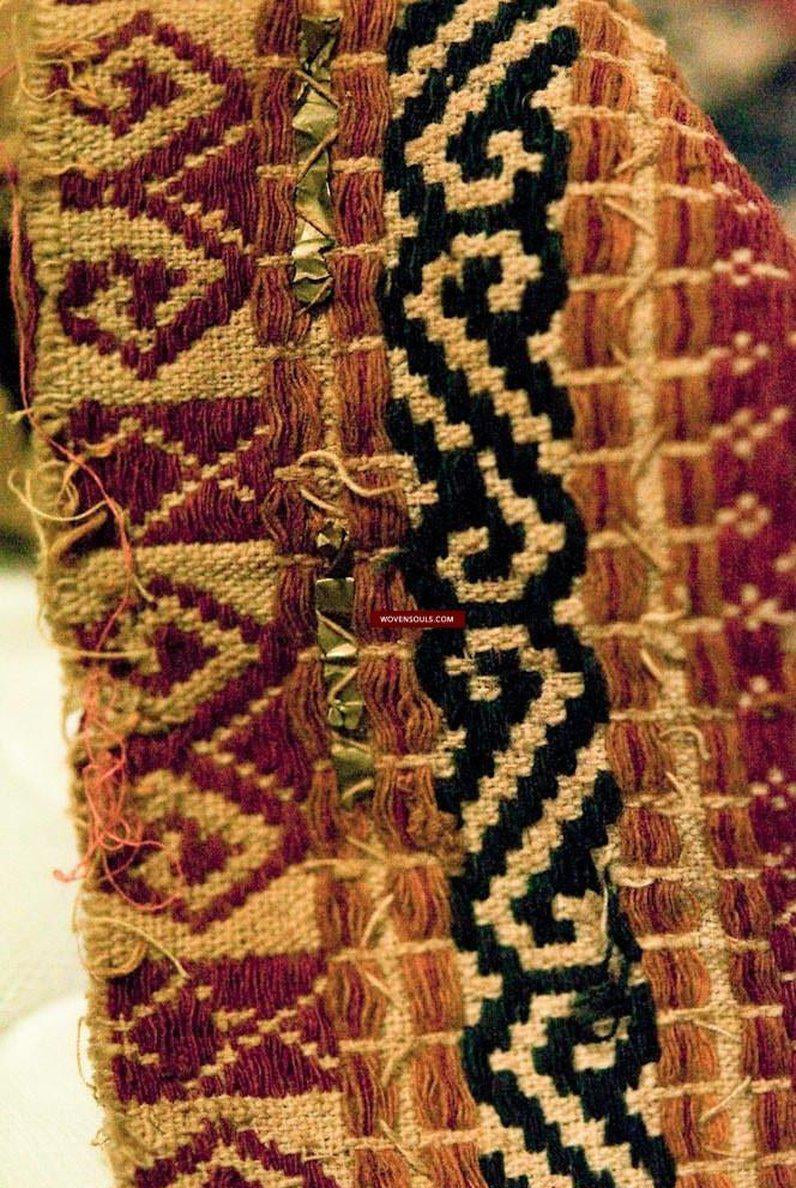 525 Rare Antique Tampan with Three Colors & Woven Metal Strip Remnants-WOVENSOULS-Antique-Vintage-Textiles-Art-Decor