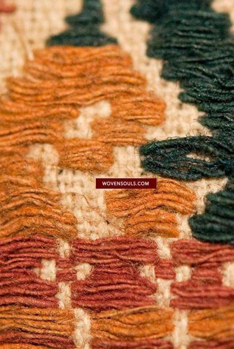 525 Rare Antique Tampan with Three Colors & Woven Metal Strip Remnants-WOVENSOULS-Antique-Vintage-Textiles-Art-Decor