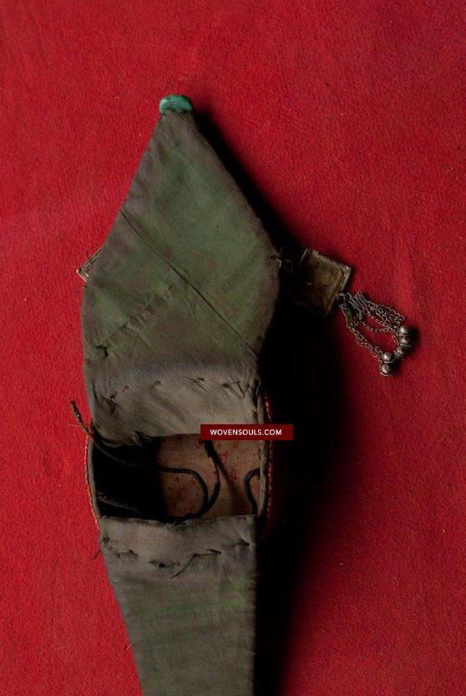 540-A Old Ladakh Mulbeg Perak Headdress with Turquoise-WOVENSOULS-Antique-Vintage-Textiles-Art-Decor