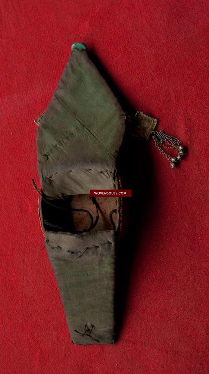540-A Old Ladakh Mulbeg Perak Headdress with Turquoise-WOVENSOULS-Antique-Vintage-Textiles-Art-Decor
