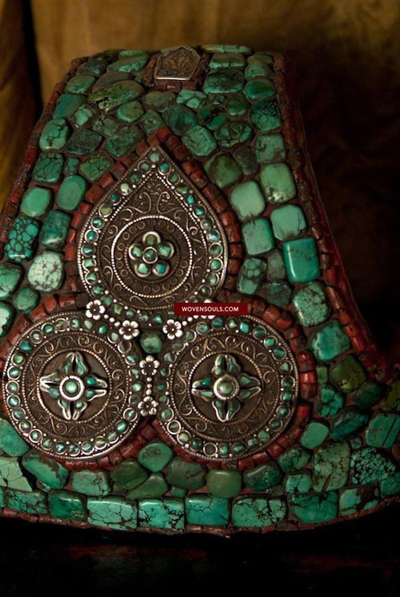 540-B Sold Old Ladakh Gilgit Headdress-WOVENSOULS-Antique-Vintage-Textiles-Art-Decor