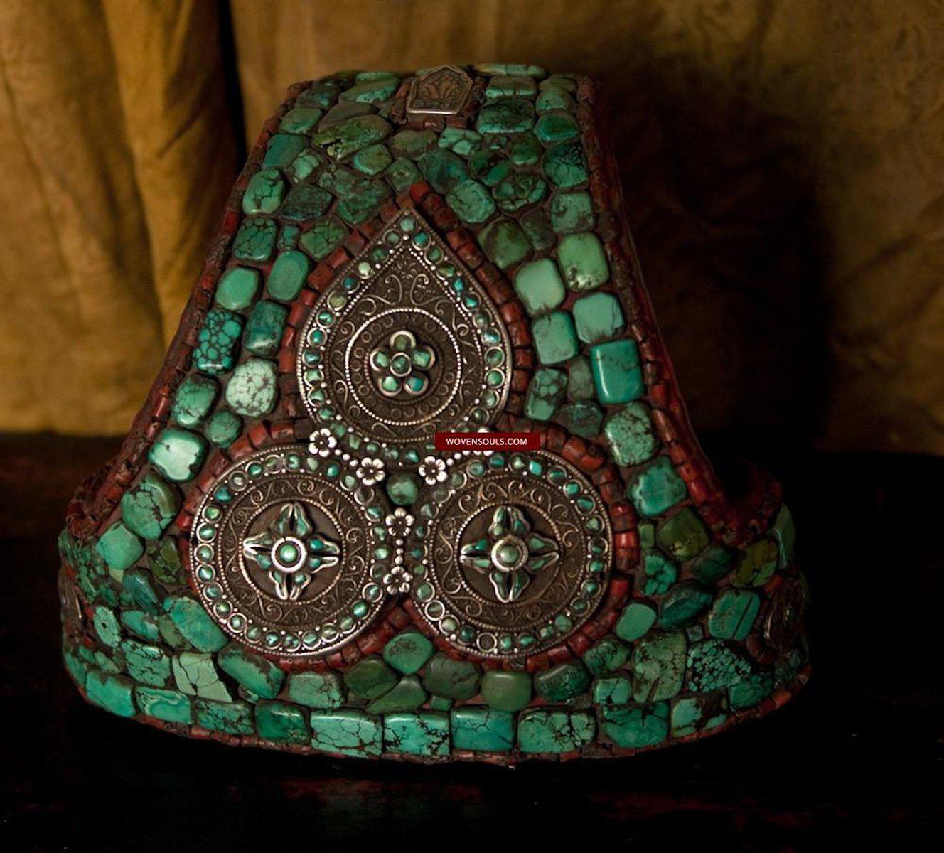 540-B Sold Old Ladakh Gilgit Headdress-WOVENSOULS-Antique-Vintage-Textiles-Art-Decor