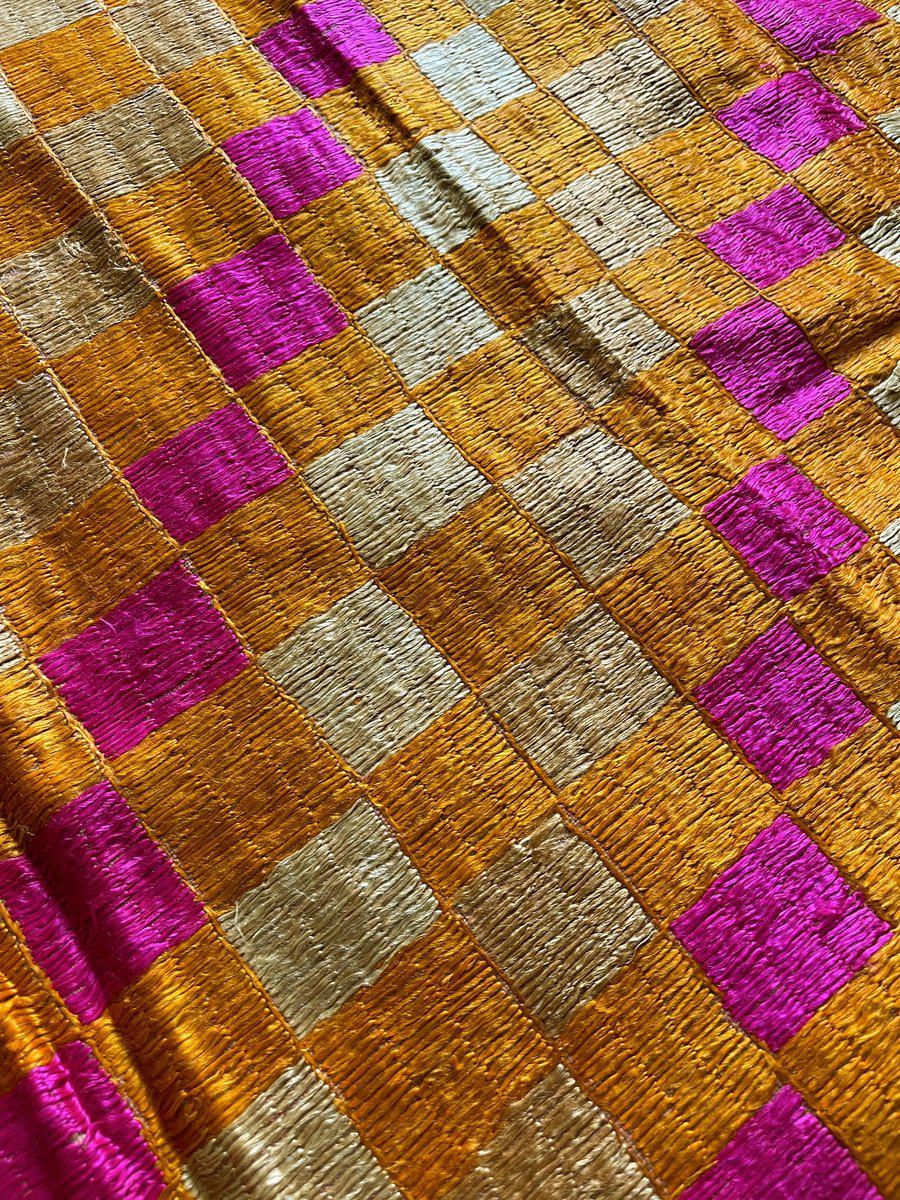 543 Checkerboard Phulkari Bagh with Gorgeous colors-WOVENSOULS-Antique-Vintage-Textiles-Art-Decor