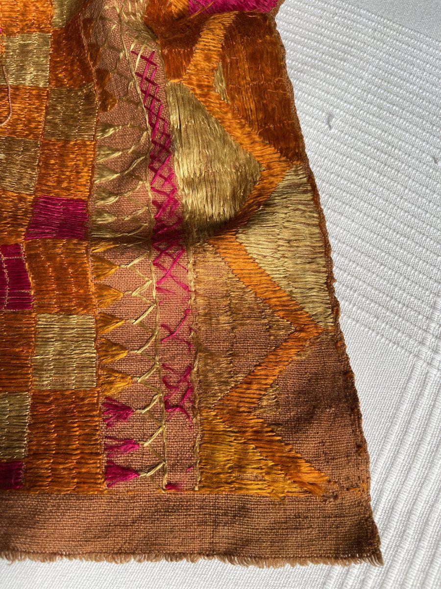 543 Checkerboard Phulkari Bagh with Gorgeous colors-WOVENSOULS-Antique-Vintage-Textiles-Art-Decor