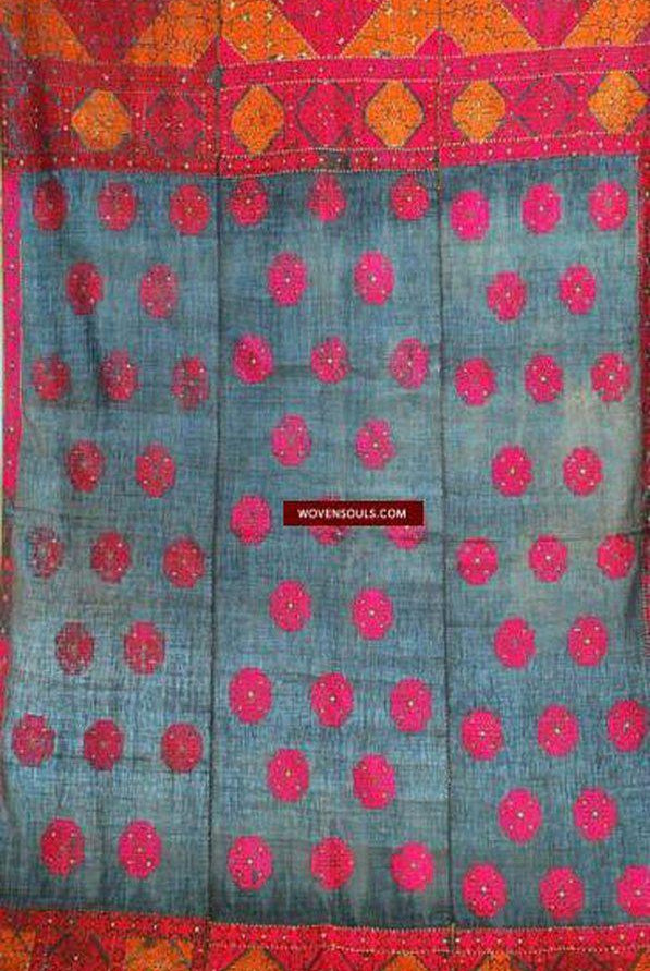 544 SOLD Gorgeous Rare Antique Swat Valley Bridal Phulkari Shawl-WOVENSOULS-Antique-Vintage-Textiles-Art-Decor