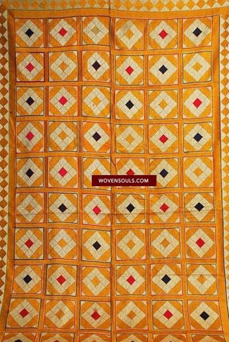 546 SOLD Lozenge Meenakari Phulkari Bagh-WOVENSOULS-Antique-Vintage-Textiles-Art-Decor
