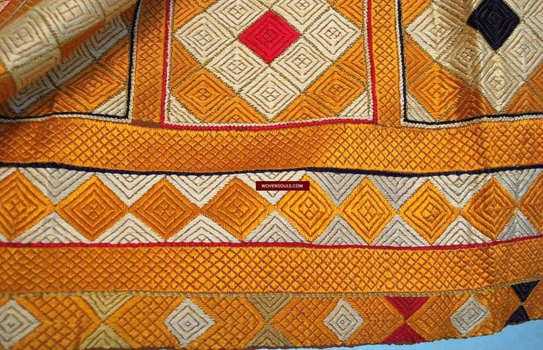 546 SOLD Lozenge Meenakari Phulkari Bagh-WOVENSOULS-Antique-Vintage-Textiles-Art-Decor