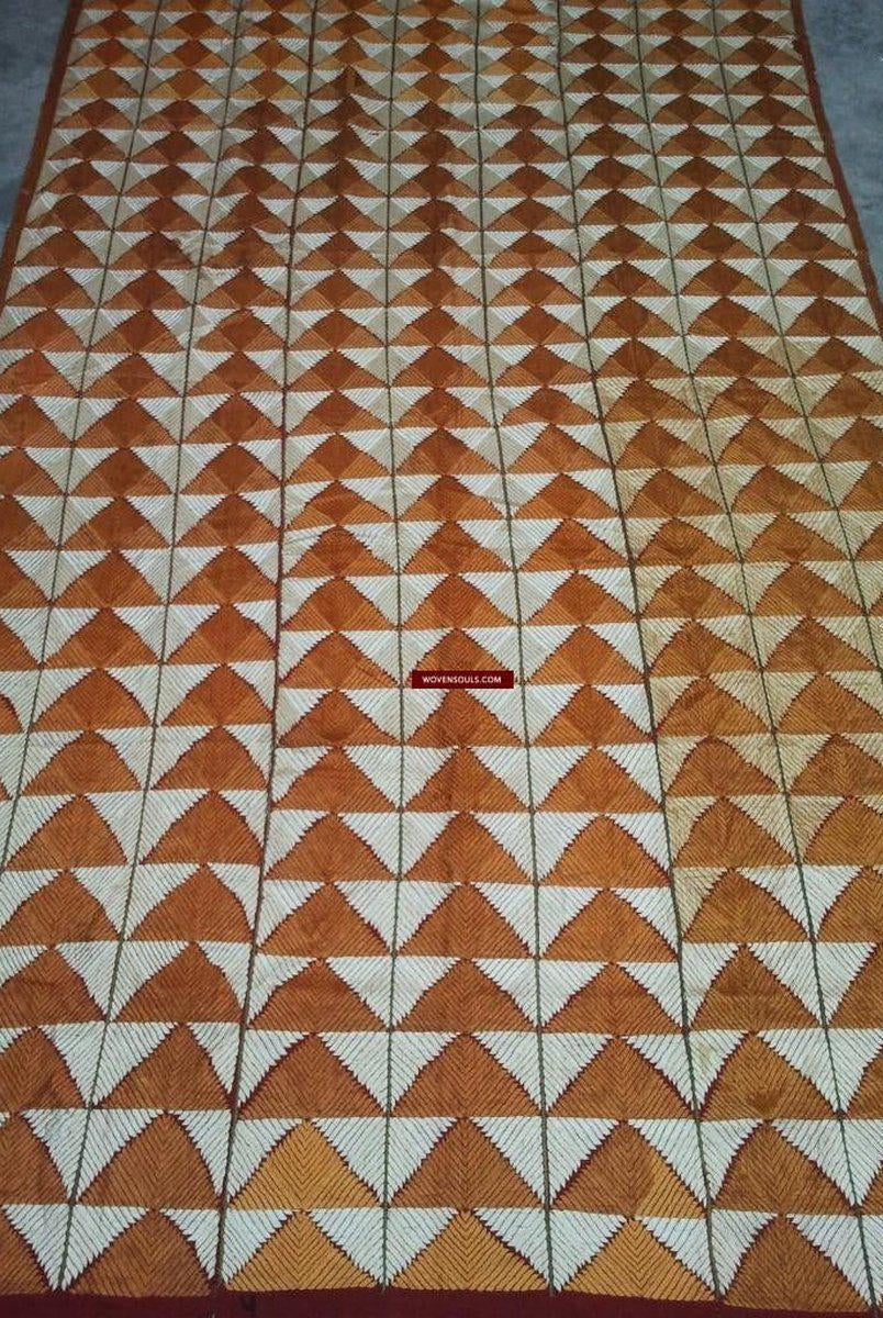 547 Old Phulkari Bagh in White & Gold Motifs-WOVENSOULS-Antique-Vintage-Textiles-Art-Decor