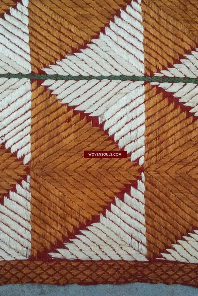 547 Old Phulkari Bagh in White & Gold Motifs-WOVENSOULS-Antique-Vintage-Textiles-Art-Decor
