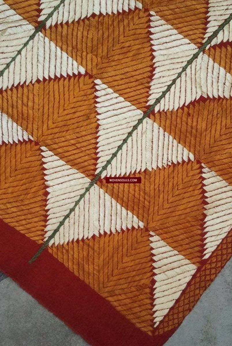 547 Old Phulkari Bagh in White & Gold Motifs-WOVENSOULS-Antique-Vintage-Textiles-Art-Decor