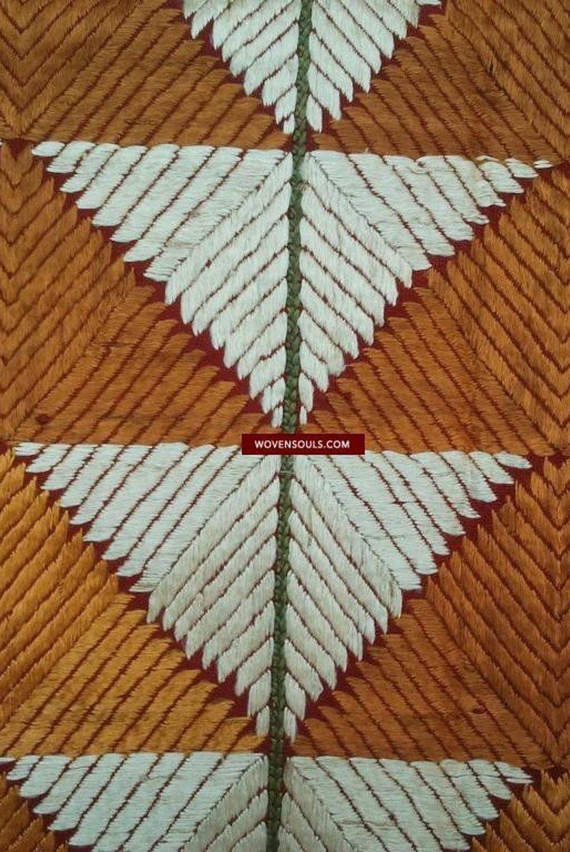 547 Old Phulkari Bagh in White & Gold Motifs-WOVENSOULS-Antique-Vintage-Textiles-Art-Decor