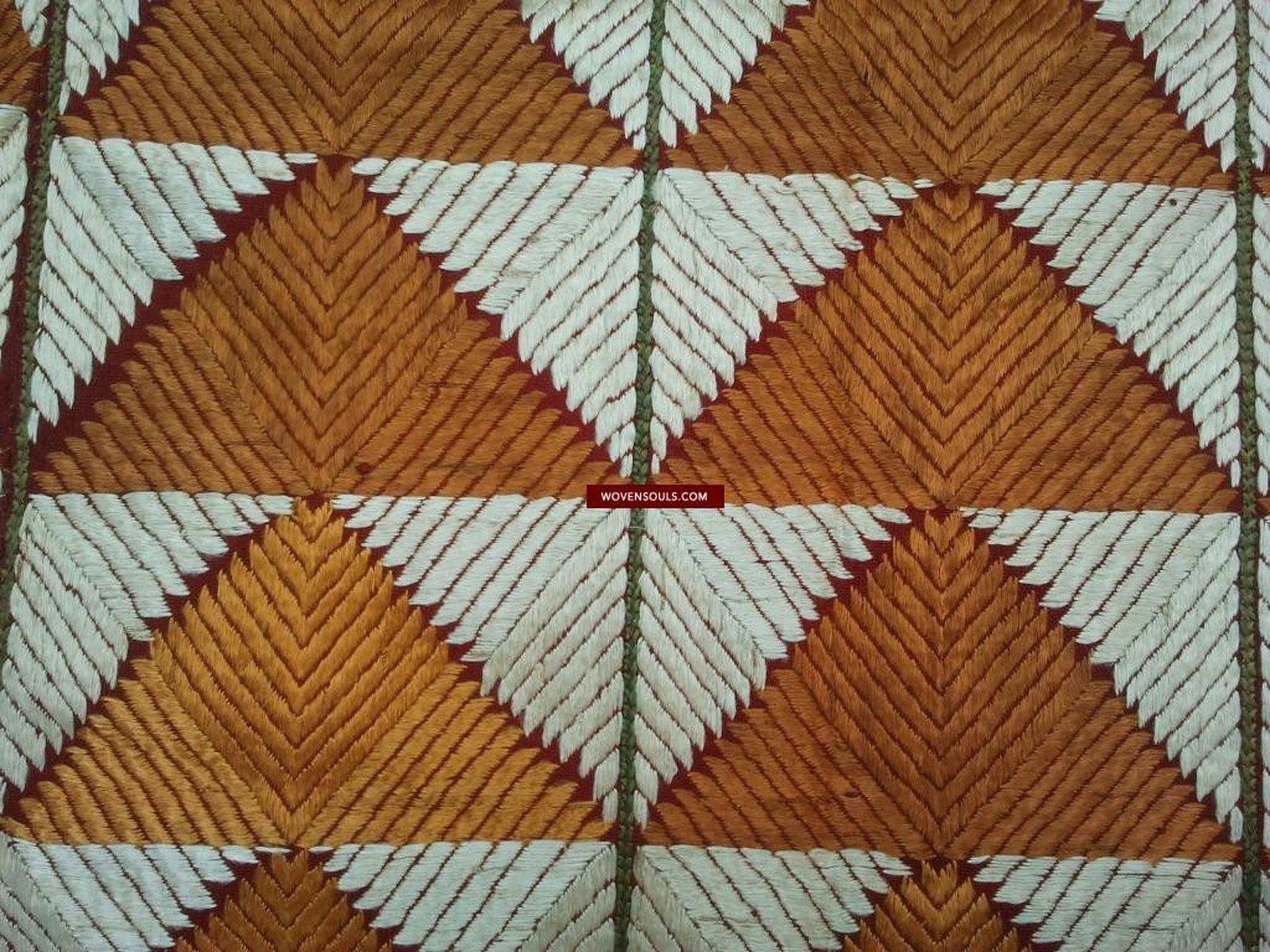 547 Old Phulkari Bagh in White & Gold Motifs-WOVENSOULS-Antique-Vintage-Textiles-Art-Decor