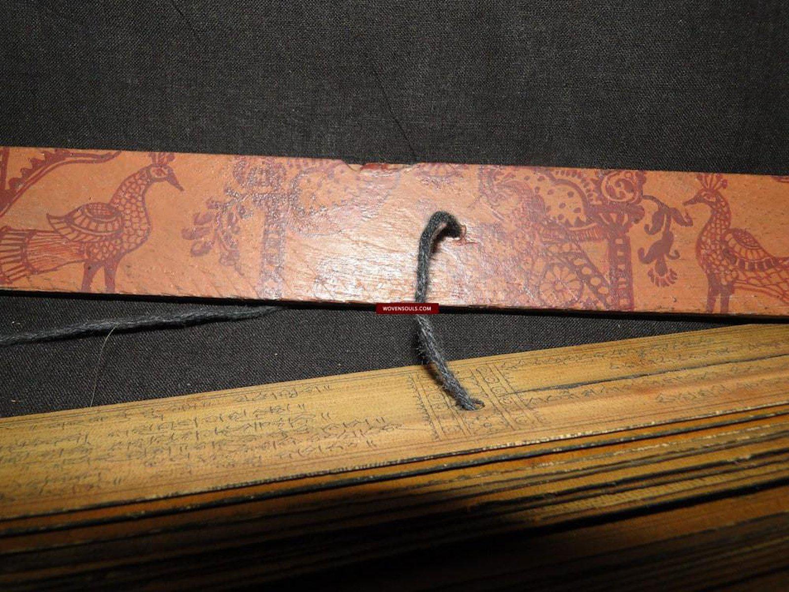 561 Old Indian Palm Leaf Manuscript- Geet Gobind-WOVENSOULS-Antique-Vintage-Textiles-Art-Decor