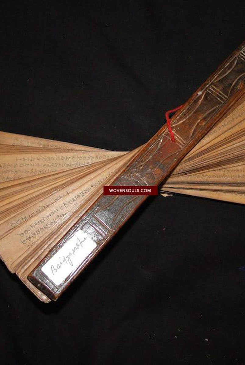 563 Old Indian Palm Leaf Manuscript - Baidya Shastra - Thesis on Medicine-WOVENSOULS-Antique-Vintage-Textiles-Art-Decor