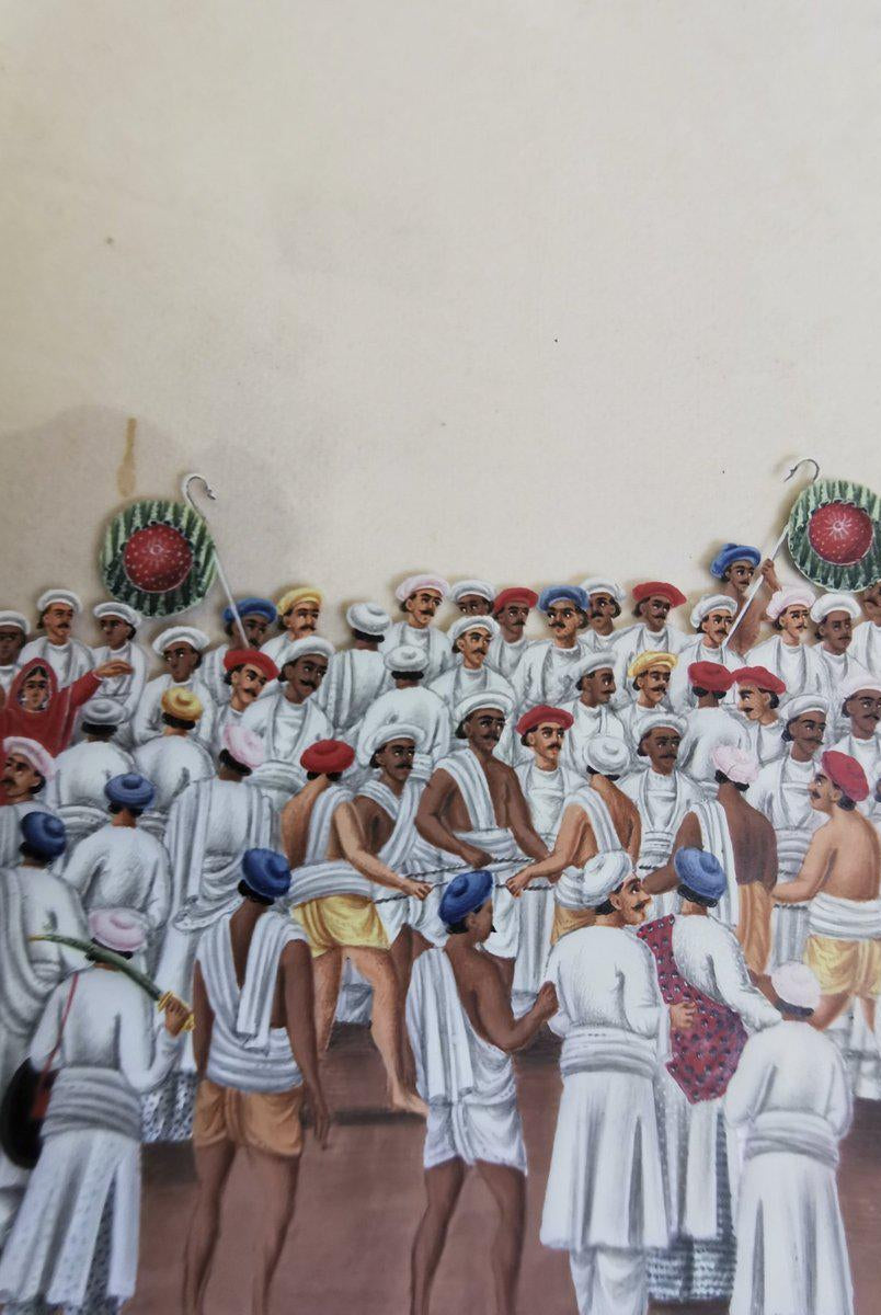 564 Old Indian Company School Mica Painting - Jaganntah Yatra Procession - Rituals & Festivals series - 3-WOVENSOULS-Antique-Vintage-Textiles-Art-Decor