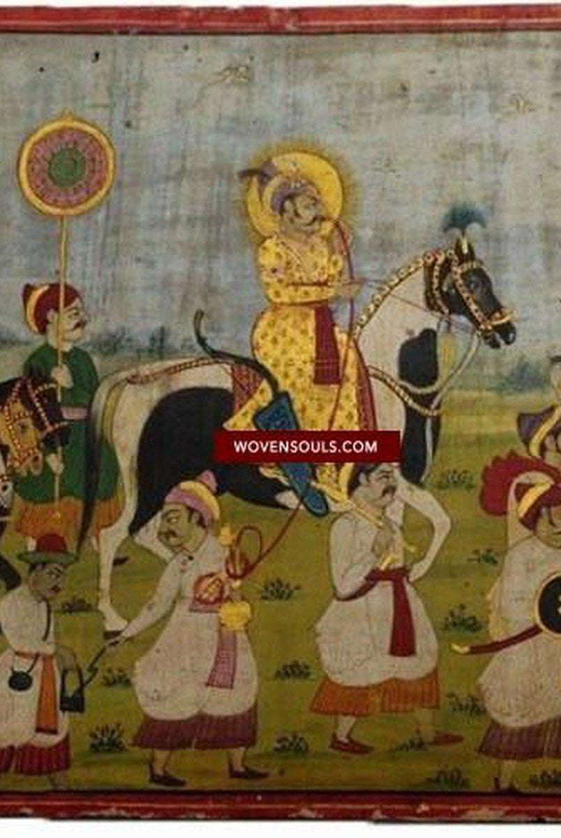 566 Old Rajasthan Painting with Text - Ceremonial Invitation On Wood - SOLD-WOVENSOULS-Antique-Vintage-Textiles-Art-Decor