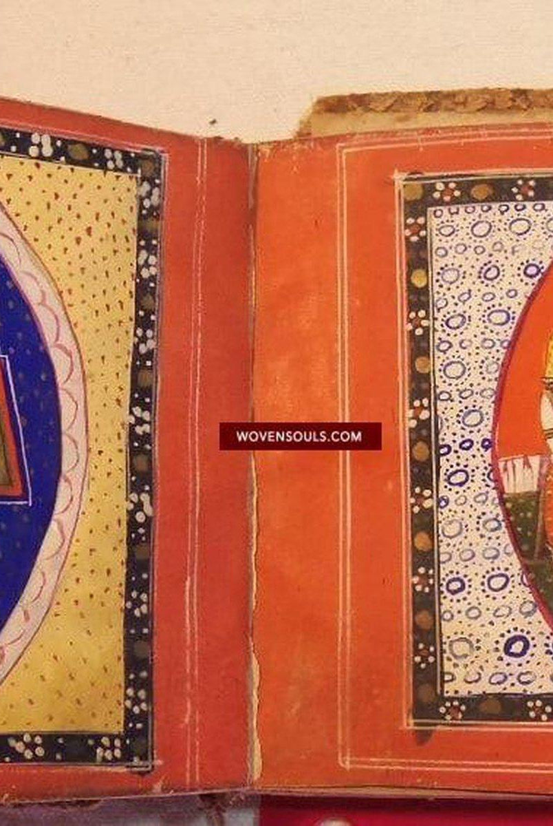 567 SOLD Old Indian Sanskrit Illustrated Manuscript with Kashmir style Paintings-WOVENSOULS-Antique-Vintage-Textiles-Art-Decor