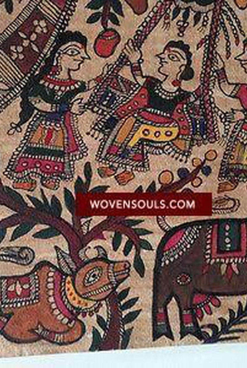 5709 - Deep Beautiful Traditional Art Gond Painting - 'Life of Abundance & Joy'-WOVENSOULS-Antique-Vintage-Textiles-Art-Decor