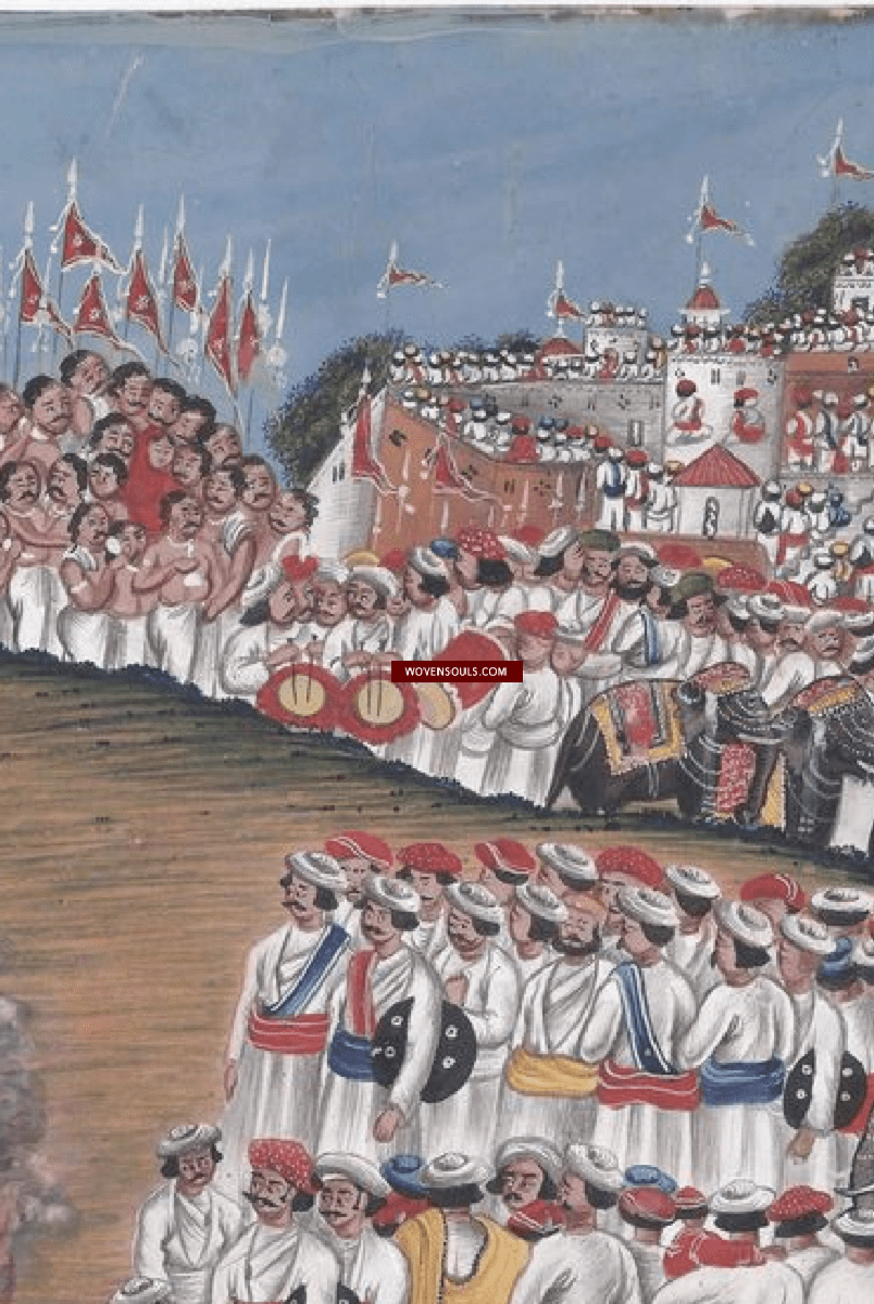 571 SOLD Company School Mica Painting - Sati or Suttee - Rituals & Festivals series - 1-WOVENSOULS-Antique-Vintage-Textiles-Art-Decor
